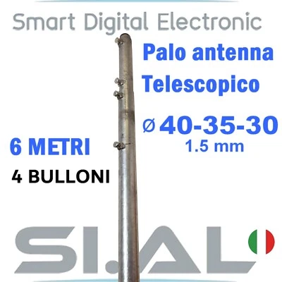 Palo Telescopico Pesante 4 Metri 2 X 2 Metri Da 1,5 Mm Zincato A Fuoco Made In Italy 4 Mt 6134173 - Foto 3