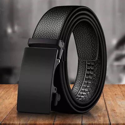 Men's Fashion Ratchet Belt Microfiber Leather Belts EDC Automatic Slide Buckle • $9.99