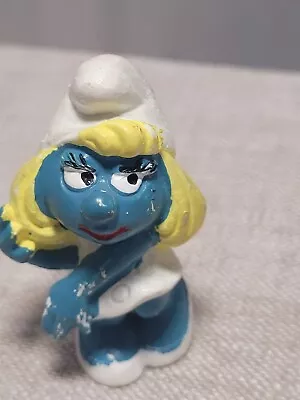 Smurfs 20034 Smurfette Hand On Hair Smurf Vintage Figure Toy PVC Figurine Bully • $8