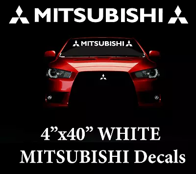 Mitsubishi WHITE Windshield Decal Car Turbo Sticker Evolution Lancer Sport  301 • $12.99