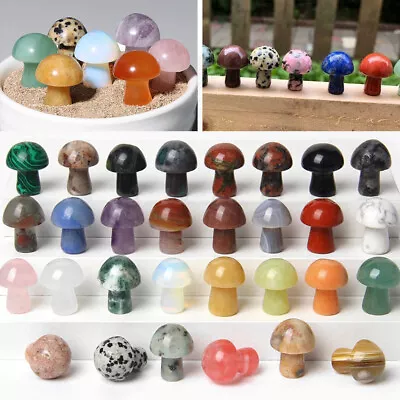 £4.03 • Buy NEW Natural Mushroom Carved Quartz Crystal Toadstool Carving Healing Stone Decor