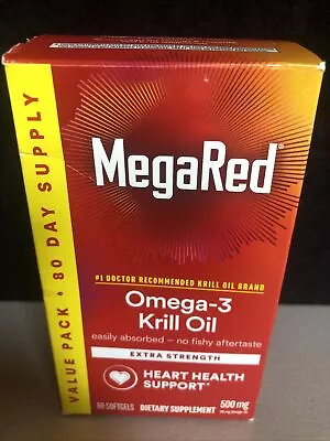 Schiff MegaRed 500mg Omega 3 Krill Oil - 80 Softgels Exp: 1/25 NEW BEST PRICE • $19.99