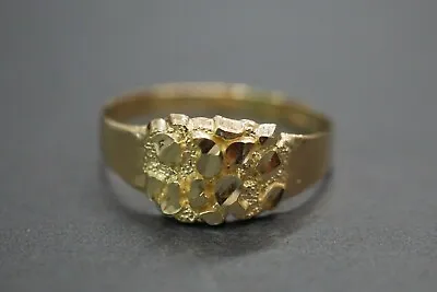 10K Solid Yellow Gold Diamond Cut Nugget Size 10.5 Band Ring. Men Women • $135