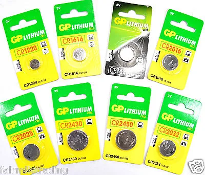 GP Lithium Battery 1.5V 3V 12V Cell Batteries Coin Button Car Remote TV Camera • £1.69