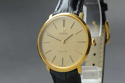 [Exc+5 ] Omega Deville Manual Wind Gold Plated Case Men's Watch -Swiss Made • $705.46