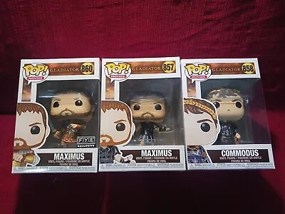 Lot 15 3x Rare Funko Pop Gladiator 857 858 860 Maximus Commodus Figure • $60