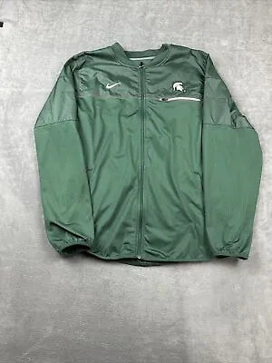 Men's Nike Dri-Fit Michigan State Full Zip Jacket Size L Green White Windbreaker • $24.95