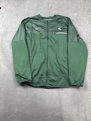 Michigan State Spartan Jacket Mens L Green Nike Dri Fit Full Zip MSU Long Sleeve • $29.95