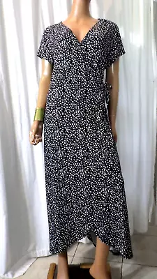 Nwt Rebel Sugar Plus Sz 2x S/s Empire Waist Wrap Stretch Knit Maxi Dress Bust 50 • $21.99