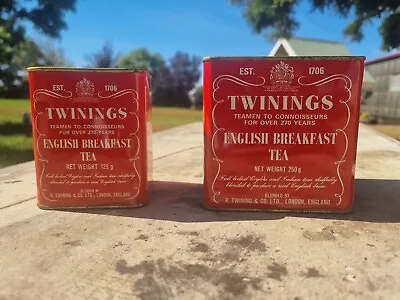 2 X Vintage Twinings English Breakfast Tea Tins  125g & 250g • $40