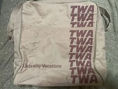 TWA Trans World Airlines Vintage Getaway Vacations Beige Tote Bag • $10