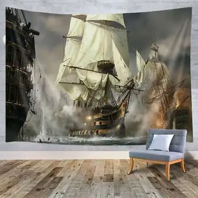 Extra Large Tapestry Wall Hanging Medieval Nautical Warship Fabric Room Decor • $16.50