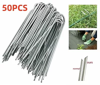 50x Metal U Tent Pegs Gazebo Artificial Grass Tarpaulin Garden Stakes Hooks • £6.59