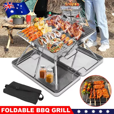 BBQ Grill Charcoal Smoker Outdoor Yard Portable Camping Folding Steel Barbecue • $39.95