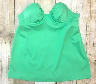 NEW NWT J. CREW RUCHED UNDERWIRE SWING TOP 29878 Swim Suit SGL GREEN SZ 0 • $24.99