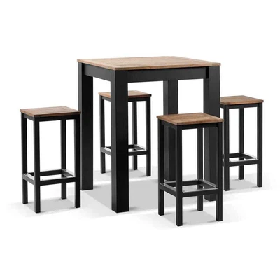 $2090 • Buy NEW Balmoral 4 Seater Square Teak Top Aluminium Bar Setting | Outdoor Dining