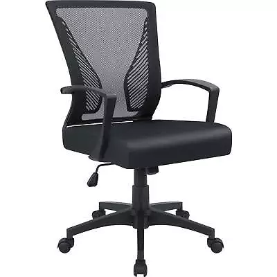  Mid-Back Office Desk Chair Ergonomic Mesh Task Chair With Lumbar Support Black • $39.98