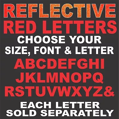 RED REFLECTIVE LETTERS Vinyl Decal Sticker Windows Trucks Lettering Individual • $1.25
