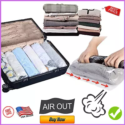$13.99 • Buy 8 Travel Space Saver Bags - No Vacuum Or Pump Needed - Luggage Accessories 4L 4M