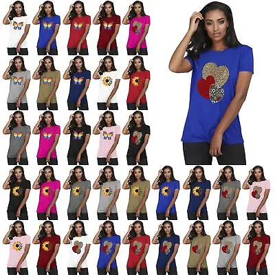 £3.99 • Buy Womens Ladies Triple Heart Baggy Oversized Casual Short Sleeve Round Neck TShirt