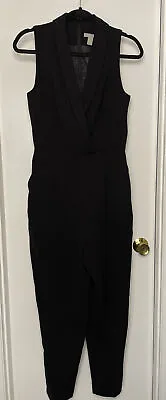 H&M Sleeveless Black Surplice Jumpsuit Tapered Leg Women's Size 4 • $15.99