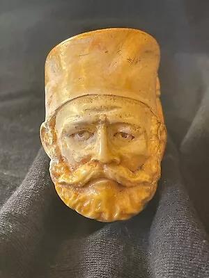 Meerschaum Pipe Antique Likely Block & Amber Stem. Bearded Man W/tasseled Fez • $175