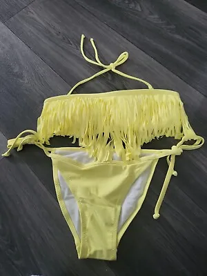 £6 • Buy Ladies Yellow Halter Fringe Tassel Bikini Set Pool Summer Beach Holiday S 6/8