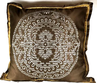 Martha Stewart Collection 19-Inch Brown Embroidered Decorative Throw Bed Pillow • $21.95