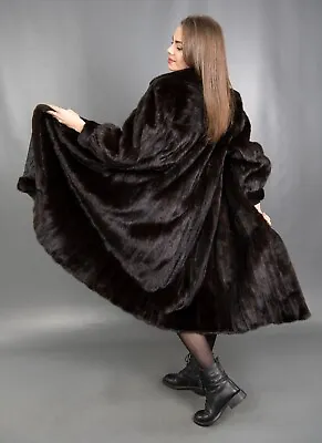 3125 Glamorous Real Mink Coat Luxury Fur Swinger Very Long Beautiful Look Size L • $1