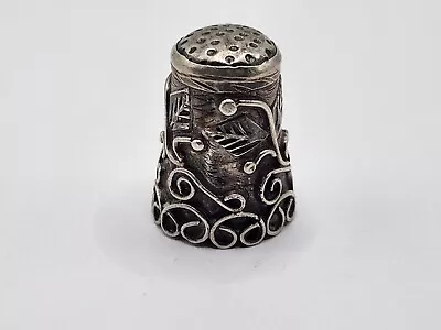 1  Sterling Silver 925 Taxco Mexico Filigree Swirl Beaded Sewing Thimble • $24.99