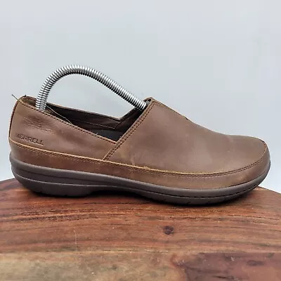 Merrell Encore Kassie Shoes Women's 9 Brown Leather Comfort Moc Toe Loafer Clogs • $39.97