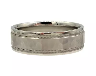 Ring Novell Platinum Men's Hammered Finish Wide Wedding Band Size 11 • $579