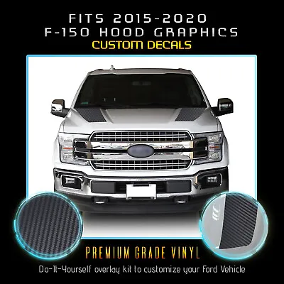 For 2015-2020 Ford F150 F-150 Hood Stripes Graphic Decals - Matte Carbon Fiber • $36.50