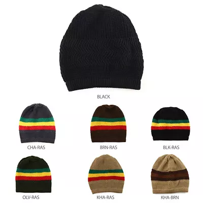 Long Slouchy Striped Jamaica Rasta Winter Cotton Dreadlock Beanie Hat - FREESHIP • $24.99