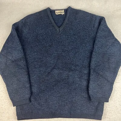 VTG Pull MONTANT Downhill Ski Pure Wool Navy Sweater FRANCE Size M V-Neck Heavy • $85