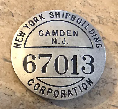Vintage Employee ID Badge: New York Shipbuilding Co Camden NJ • $59.95