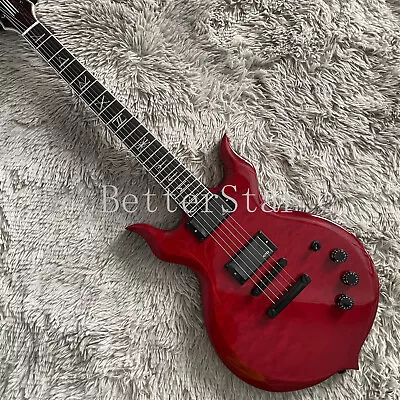 Red Quilted Maple Top Electric Guitar 6 String Mahogany Solid Body EMG HH Pickup • $269