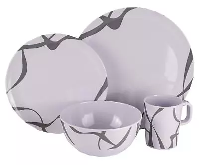 £31.99 • Buy Melamine Dinner Set 16pc Interlock Heavy Duty Plates Cups Bowls Picnic Camping