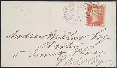 £14.99 • Buy 1864 GREENOCK 163 Dotted Duplex/cds QV 1d Env DUNOON+PAISLEY Backstamps