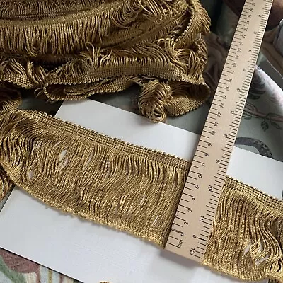 1m Vintage 7cm ANTIQUE GOLD Lampshade Fringe F057 • £3