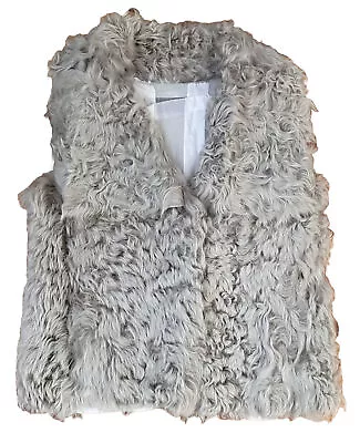 ZARA Vest Women's Medium Faux Fur Bohomian Furry Vest Gilet Gray Jacket Coat • $22.99