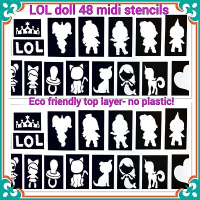 £4.99 • Buy Lol Dolls  Glitter Tattoo Stencils 48 Midi Facepainting Glass Painting Fabric