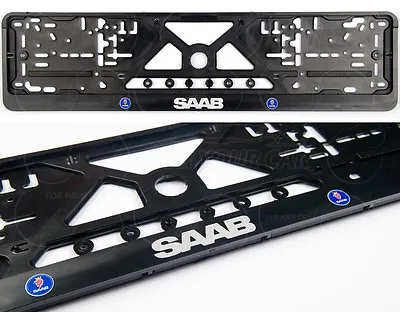 2x SAAB LOGO EXCLUSIVE EUROPEAN LICENSE NUMBER PLATE SURROUNDS HOLDERS NEW • $30