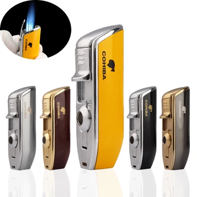 £17.99 • Buy Metal Cigar Lighter Windproof Refillable Jet 3 Flame Torch Punch Butane Gas