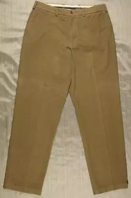 Men's Brooks Brothers Hudson Moleskin Pants 34x32 Flat Front Dark Khaki • $38.50