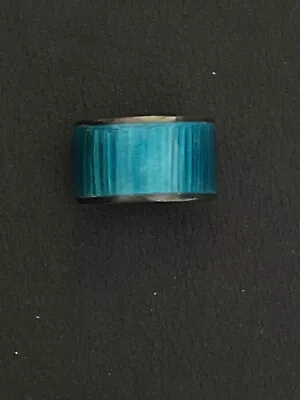 Antique Vintage Estate Guilloche Band Ring Sterling Silver Blue Enamel 6 6.5 5.5 • $39.99