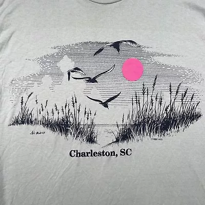 Vintage Charleston Shirt Mens L South Carolina Sunset Beachy 80s USA Landscape • $19.99