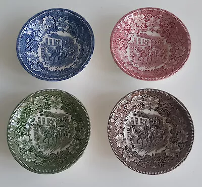 Retro Vintage Set Of 4 Small Dessert Bowls Royal Tudor Ware Coaching Taverns • £59.88