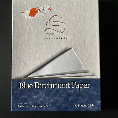 Southworth Blue Parchment Paper 24 Lb. 8 1/2 X 11~ 80 Sheets Open Box • $17.99
