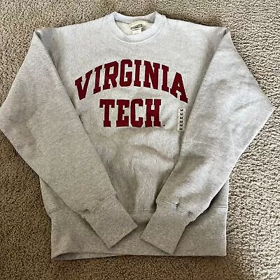 Vintage Virginia Tech Crewneck Sweatshirt Pullover Grey Reverse Weave Style Sz M • $39.99